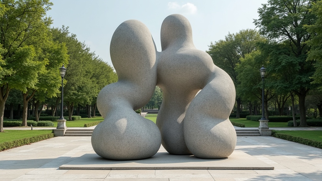 Abstract stone sculpture in a public park